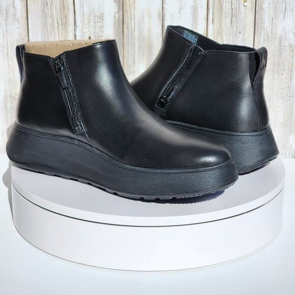 NEW - FitFlop Women's F-Mode Leather Flatform Zip Ankle Boots - Size 9 - Picture 7 of 12